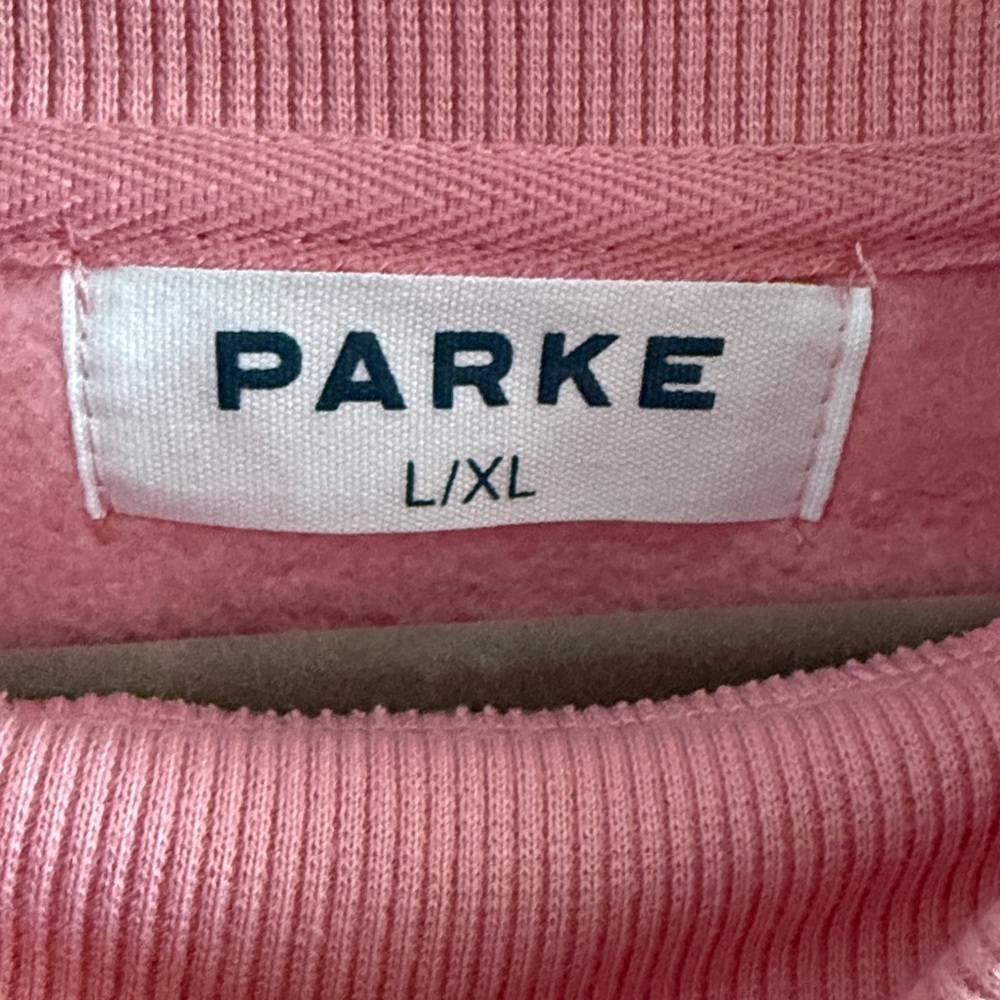 ❌SOLD❌Parke Valentine’s Jean Heart Varsity Mockneck, Blush + Crimson – L/XL - Picture 5 of 6